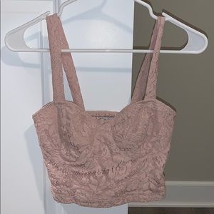 Pink lace crop top